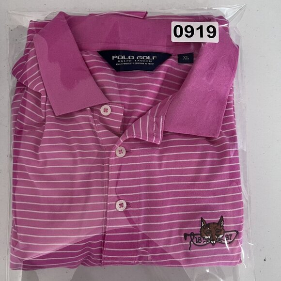 Polo Golf Ralph Lauren Mens XL Pink Striped Pima Cotton Fox Embroidery Preppy - Picture 14 of 14